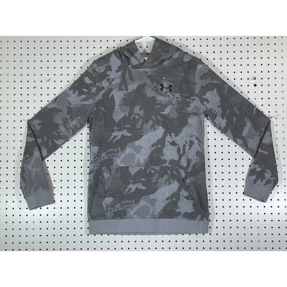 Under Armour Boys Grey Camo Hoodie Loose Fit Pullover Sweatshirt 1284571 YXL